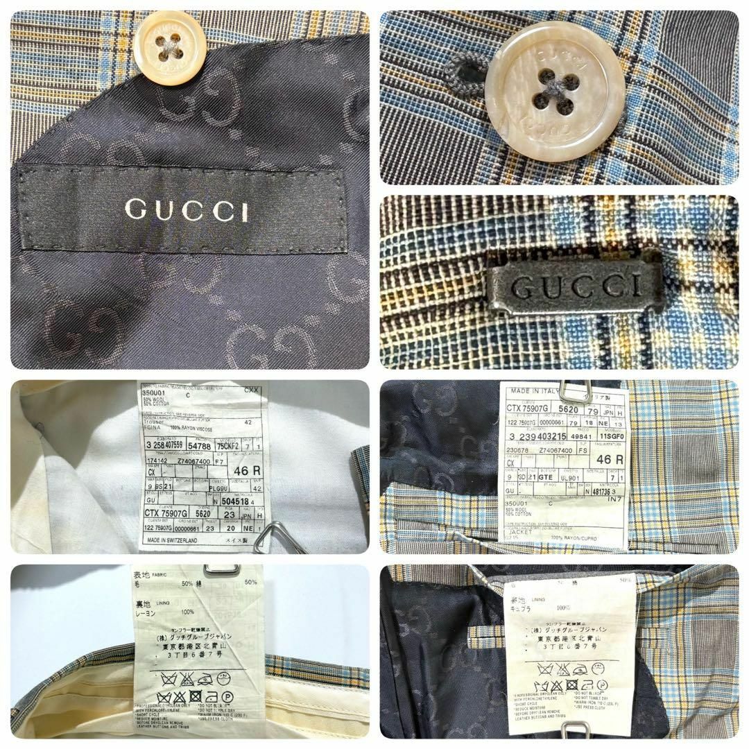 GUCCI - 【美品】GUCCI スーツ セットアップ チェック グレー GUCCI - 【美品】GUCCI スーツ セットアップ チェック グレー