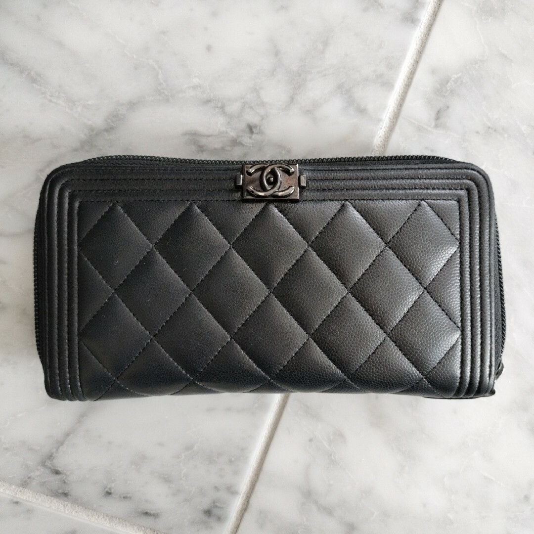 CHANEL - CHANEL ボーイシャネル ラウンドファスナー 長財布 CHANEL - CHANEL ボーイシャネル ラウンドファスナー 長財布