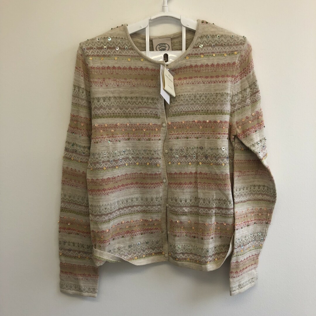 LAURA ASHLEY(ローラアシュレイ)の【LAURA ASHLEY】ローラアシュレイ　ベージュ　L　レディース　カーディガン　長袖ニット　長袖　 レディースのトップス(カーディガン)の商品写真