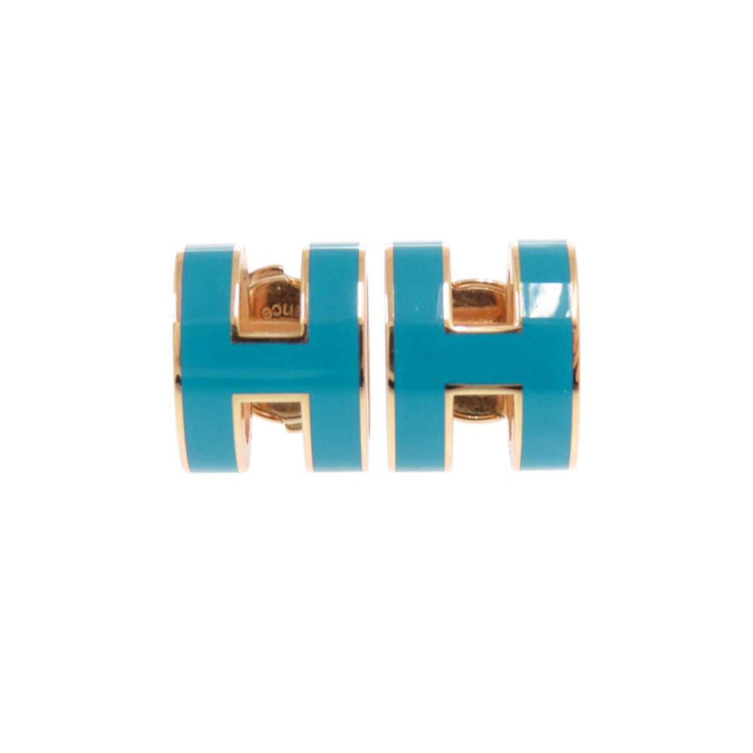 最も優遇の ポップアッシュ エルメス 美品 - HERMES ポップH ブルー メタル イヤリング、ピアス