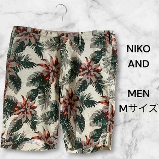 ニコアンド(niko and...)のniko and... リネン混 ハワイアン柄ショートパンツ Mサイズ メンズ(ショートパンツ)