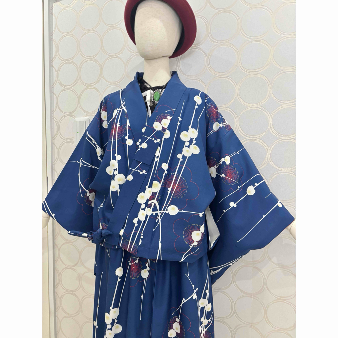 着物リメイク 青 梅 ショート丈羽織 ロングスカートの通販 by ち 着物リメイク 青 梅 ショート丈羽織 ロングスカートの通販 by ち