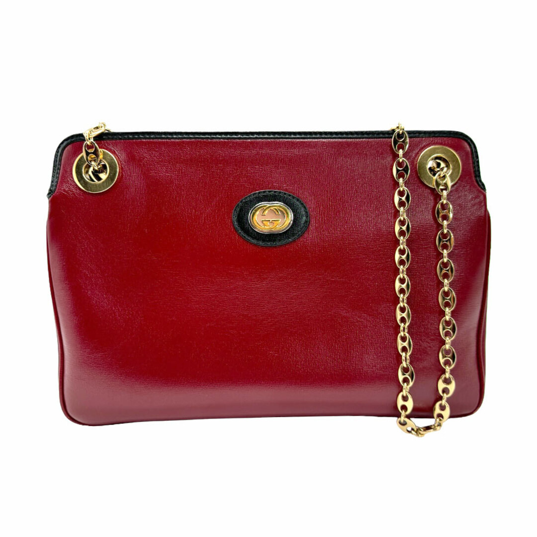GUCCI - グッチ GUCCI ショルダーバッグ レザー レッド×ブラック レディース 576422 送料無料【中古】 z1954
