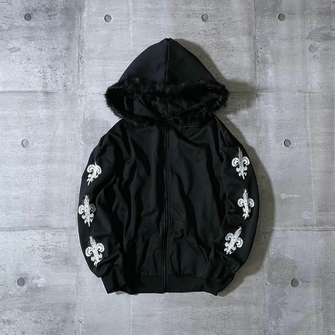 y2k opium ファーパーカー パンク バックプリント 地雷系 y2k opium ファーパーカー パンク バックプリント 地雷系