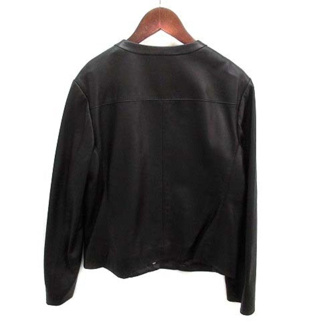 23区 - 23区 シープレザー ノーカラー ジャケット ブラック 黒 23区 - 23区 シープレザー ノーカラー ジャケット ブラック 黒
