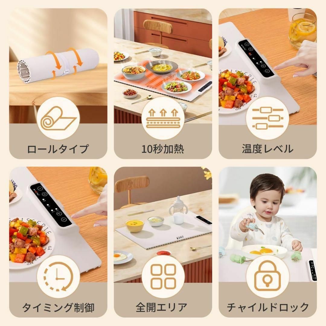 保温プレート 食品保温プレート 3段階温度調節 電気保温プレート 解凍プレート インテリア/住まい/日用品のキッチン/食器(テーブル用品)の商品写真