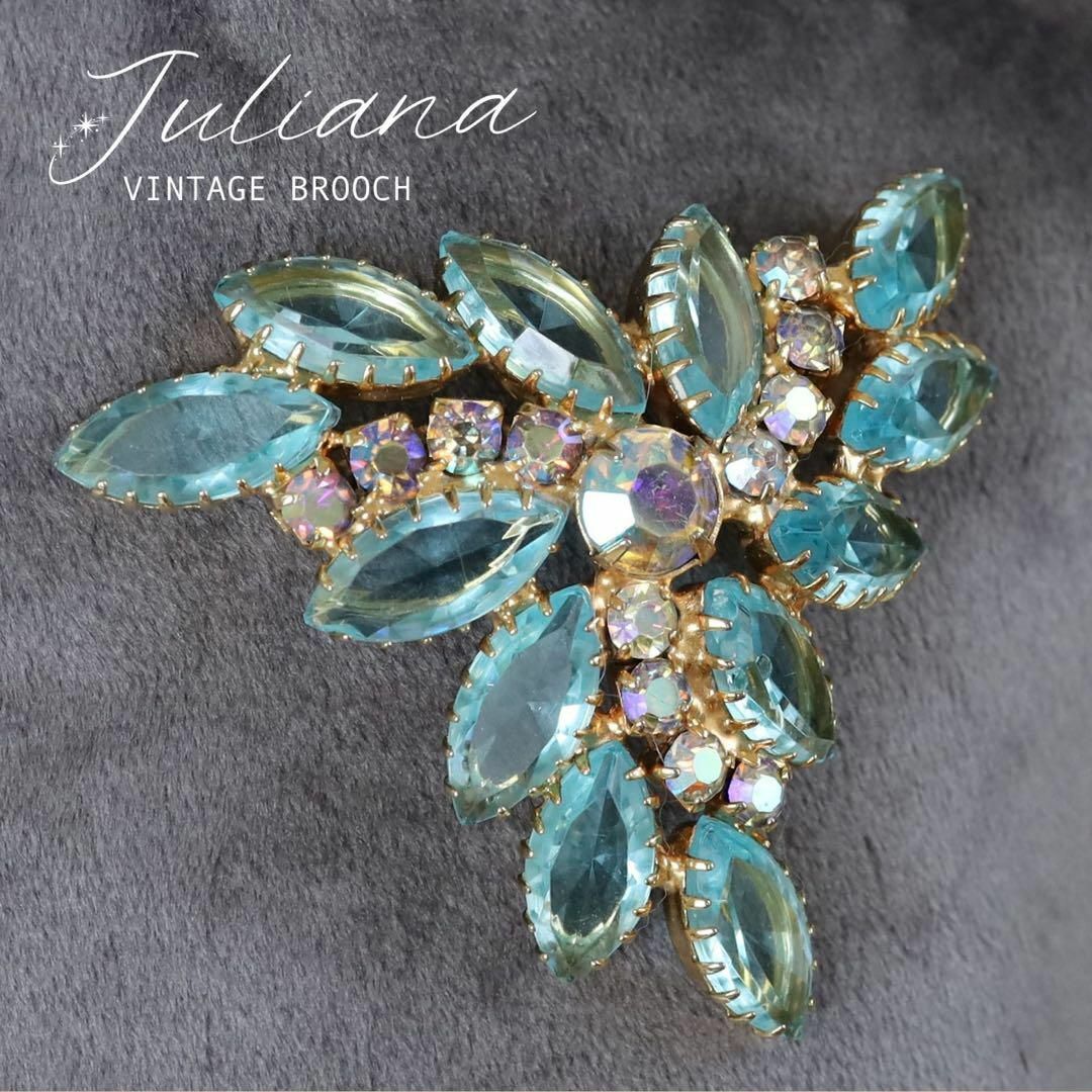 vintage】JULIANA ジュリアナ ビンテージ ブローチ アクアカラー vintage】JULIANA ジュリアナ ビンテージ ブローチ アクアカラー