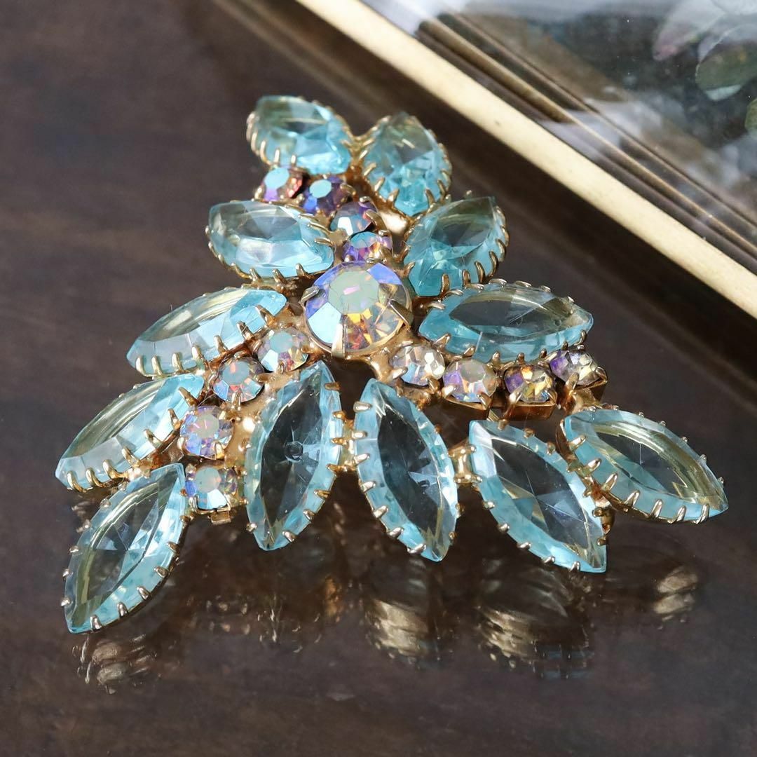 vintage】JULIANA ジュリアナ ビンテージ ブローチ アクアカラー vintage】JULIANA ジュリアナ ビンテージ ブローチ アクアカラー
