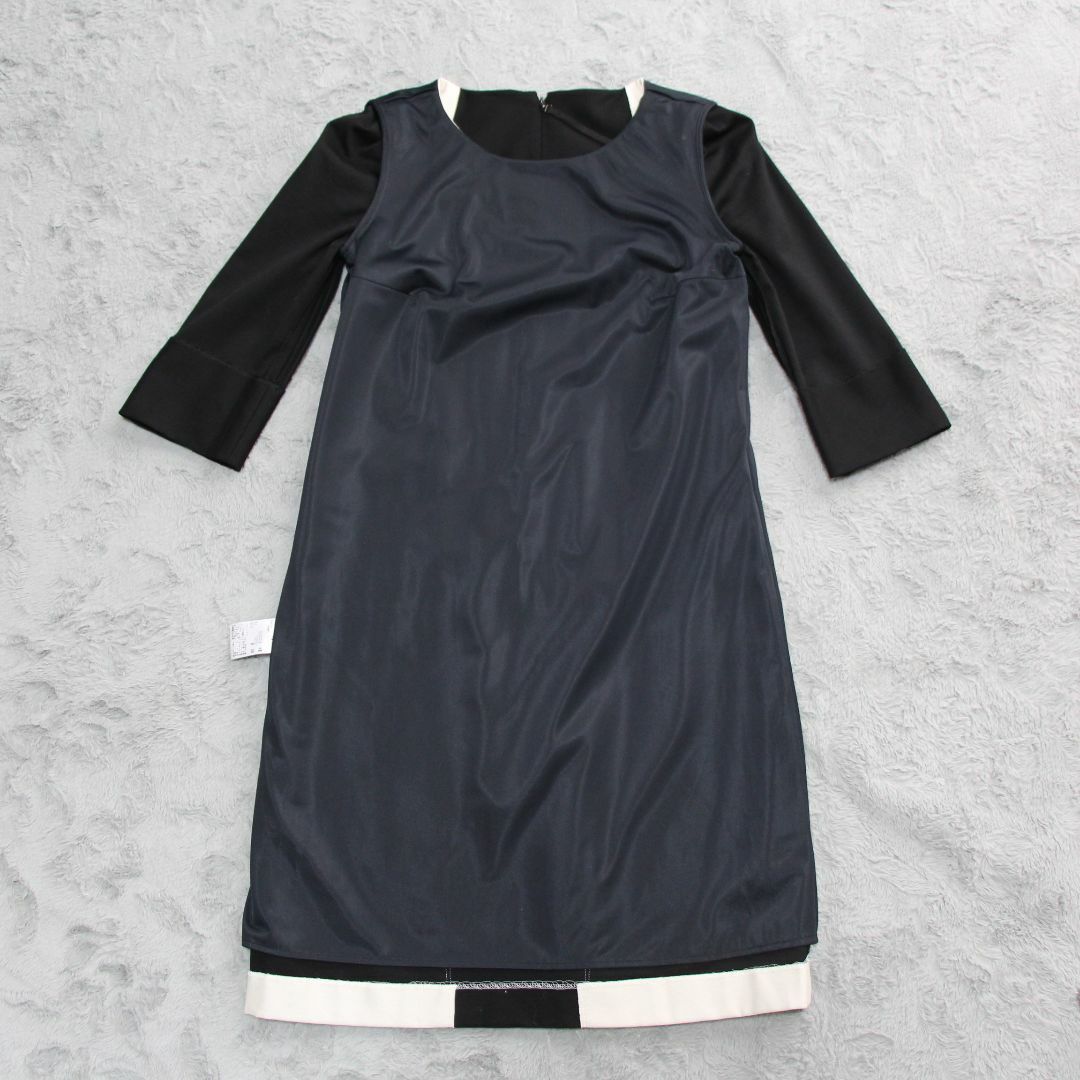 TO BE CHIC - トゥービーシック ワンピース バイカラー 七分袖 TO BE CHIC - トゥービーシック ワンピース バイカラー 七分袖