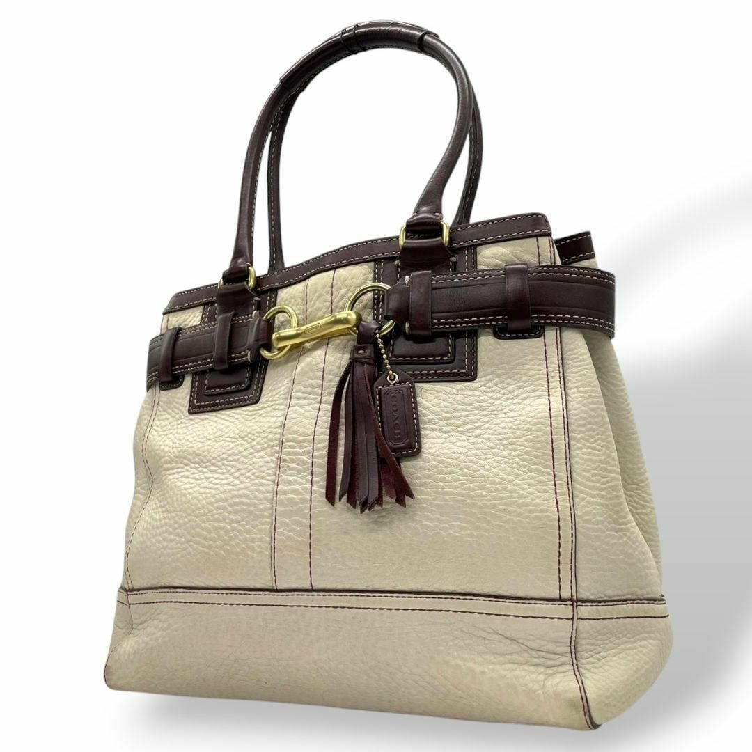 COACH - コーチ　トートバッグ　白　ハンプトンズ　タッセル　10214　ワンショル　T2