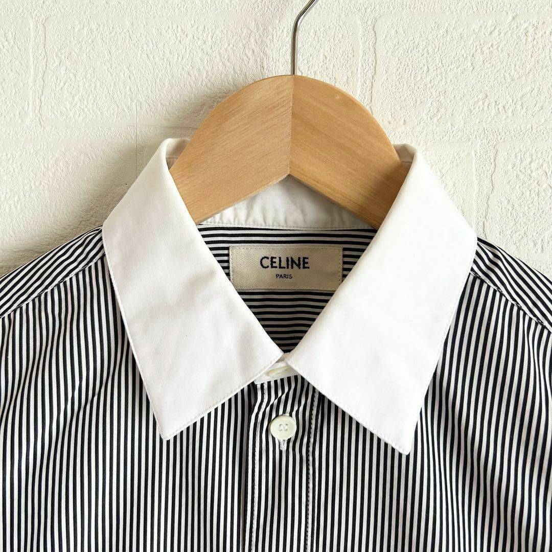 CELINE - 美品✨CELINE 長袖シャツ ストライプ柄 ブラック CELINE - 美品✨CELINE 長袖シャツ ストライプ柄 ブラック