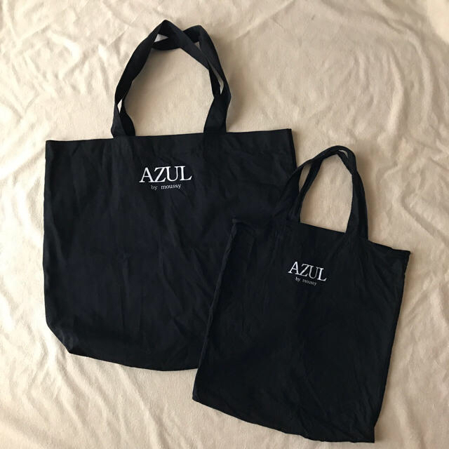 AZUL by moussy(アズールバイマウジー)の値下げ☺︎【AZULbymoussy】ブラックトートバッグショッパー2枚セット！ レディースのバッグ(ショップ袋)の商品写真