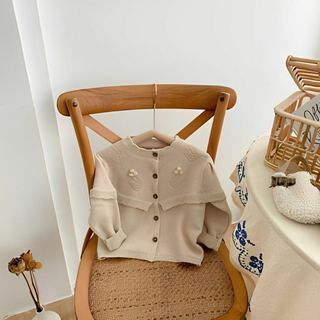 8210-130 キッズコート　子供カーディガン　長袖　シンプル　ベージュ(カーディガン)
