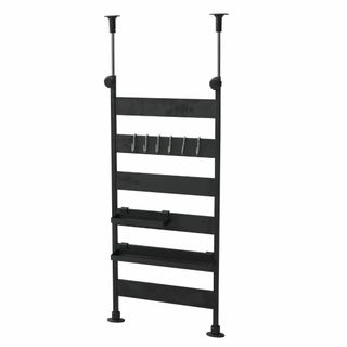 山善 突っ張りキッチンラック 幅31.5×奥行6.5×高さ71-115cm 掛け(キッチン収納)