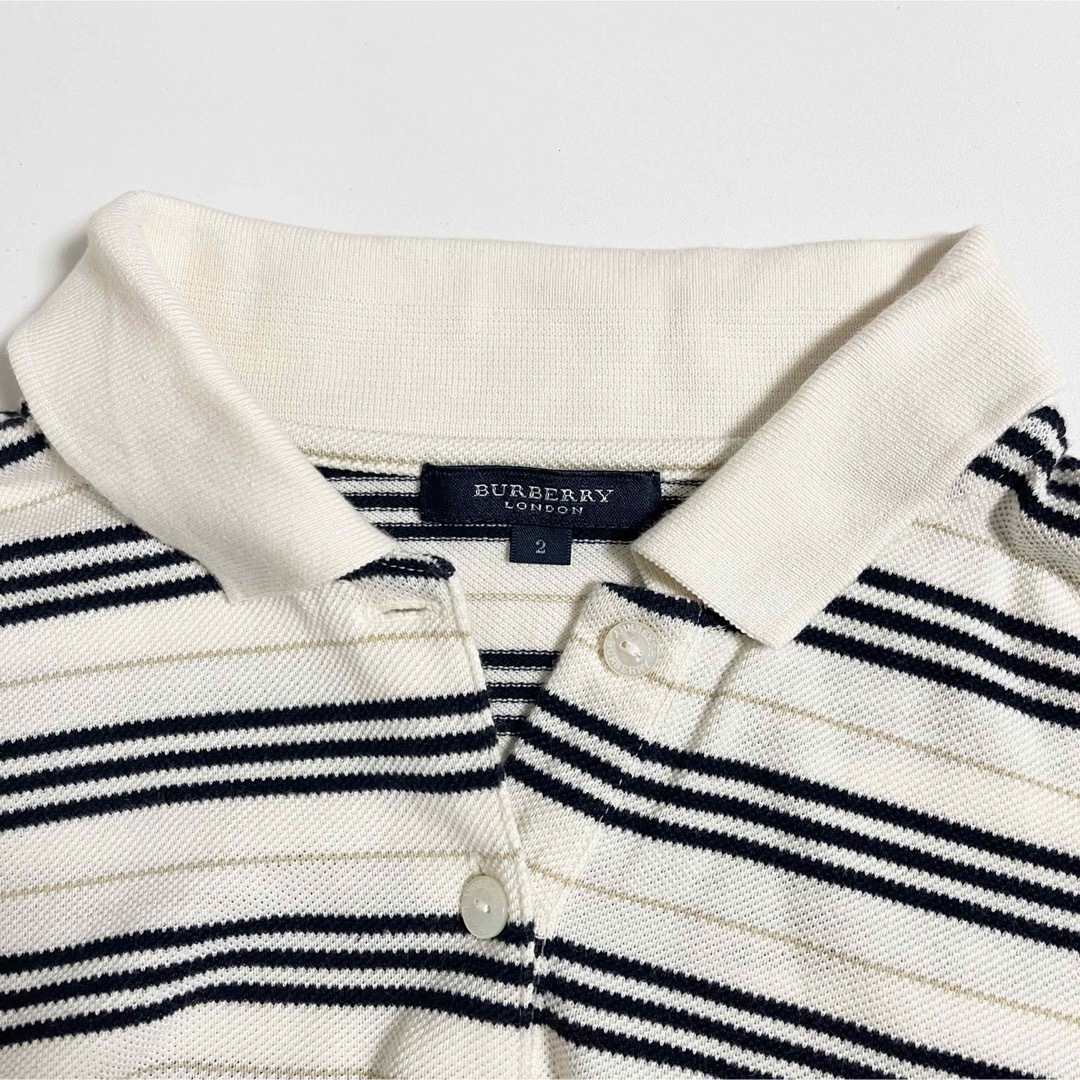BURBERRY - BURBERRY バーバリー ボーダー ポロシャツ ロゴ 刺繍 BURBERRY - BURBERRY バーバリー ボーダー ポロシャツ ロゴ 刺繍