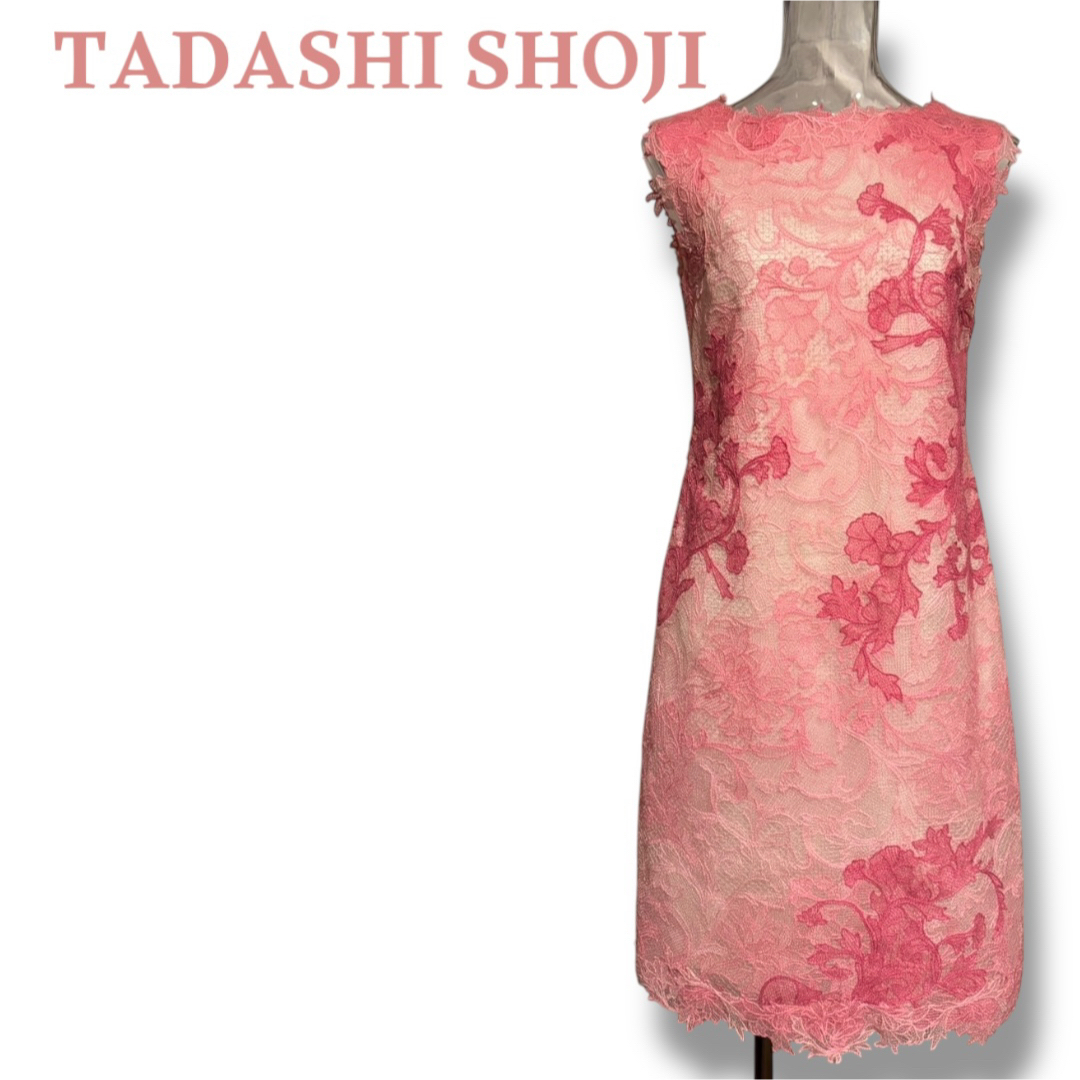 W139/TADASHI SHOJI ドレス ワンピース ひざ丈 レース 4 黒