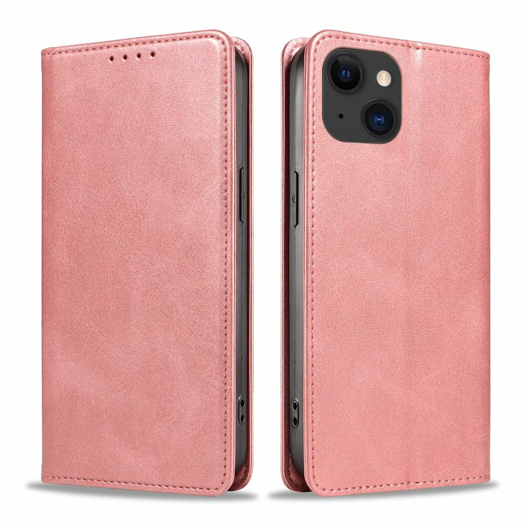 【サイズ:iPhone15_色:ピンク】iPhone 15ケース 手帳型 本革  スマホ/家電/カメラのスマホアクセサリー(その他)の商品写真