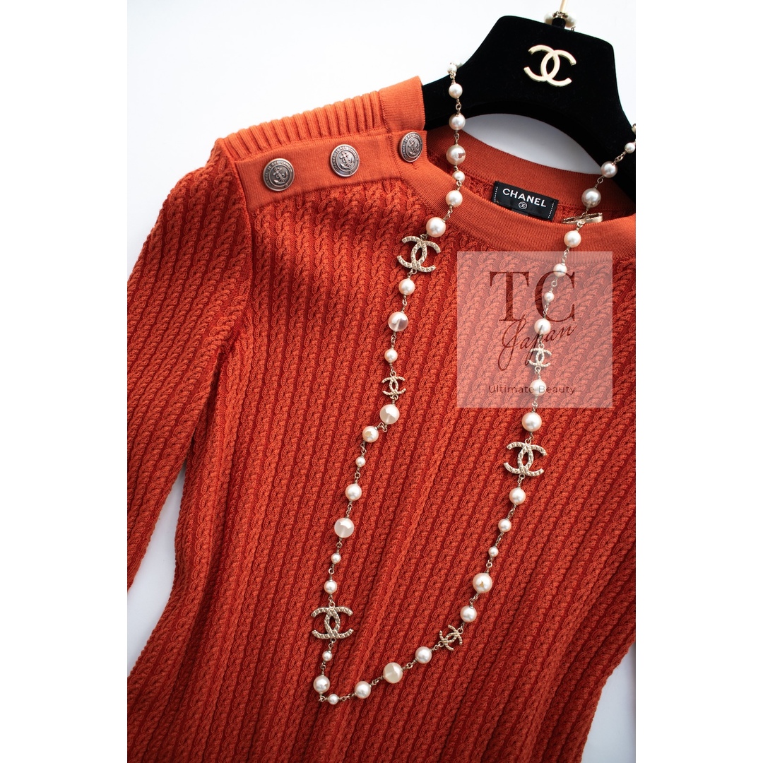 CHANEL - シャネル ワンピース CHANEL オレンジ コットン ウール CHANEL - シャネル ワンピース CHANEL オレンジ コットン ウール