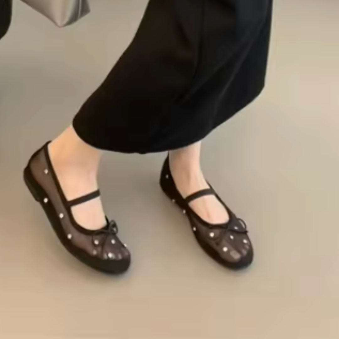 ビジューフラットシースルーシューズ 定価16500円 トレンド シースルー レディースの靴/シューズ(バレエシューズ)の商品写真
