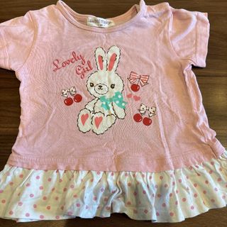 半袖　95センチ　ウサギ　ピンク(Tシャツ/カットソー)