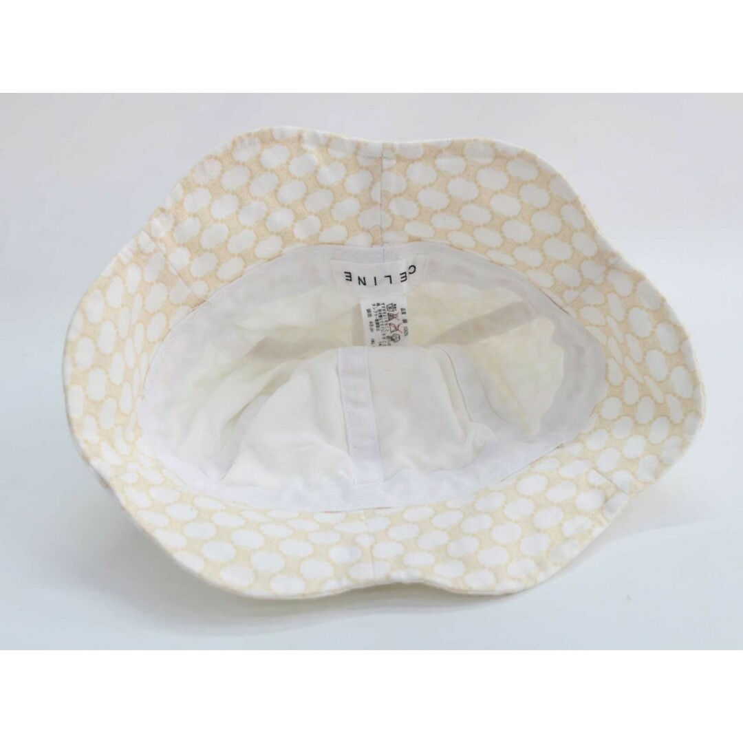 CELINE - セリーヌ 帽子 48cm キッズ 女児 白×ベージュ系【中古 CELINE - セリーヌ 帽子 48cm キッズ 女児 白×ベージュ系【中古