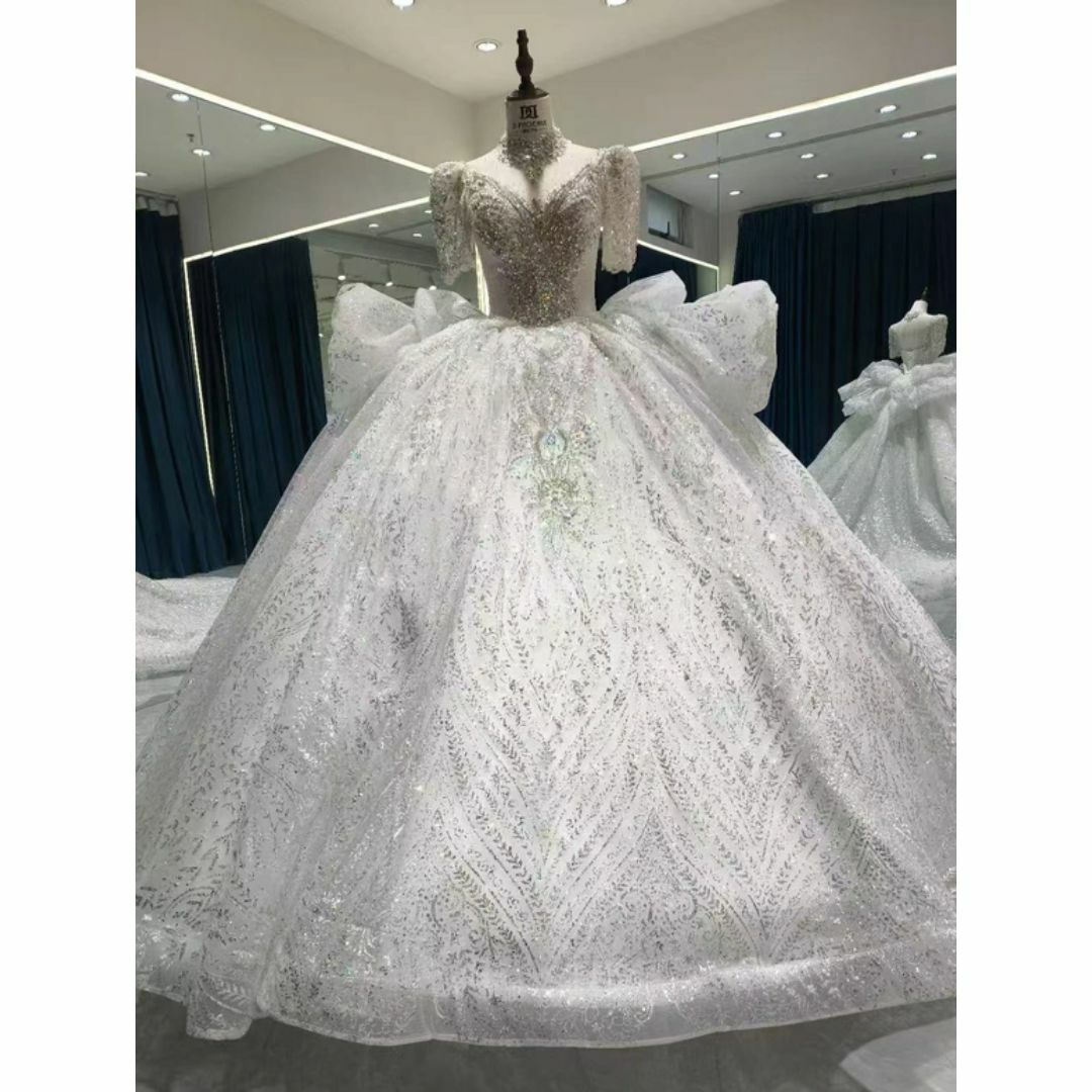 送料無料！ウェディングドレス 韓国風ドレス プリンセスライン結婚式 憧れのドレス