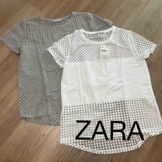 ZARA - ZARA スパンコール付き テクスチャー生地 シースルー ZARA - ZARA スパンコール付き テクスチャー生地 シースルー