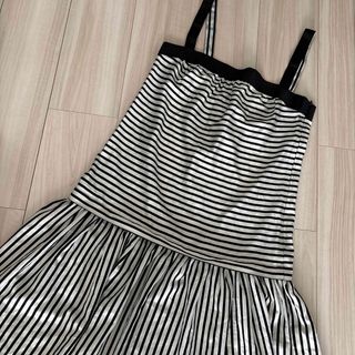 ザラ(ZARA)のZARA BASIC ストライプ キャミワンピース　サテン　S(ひざ丈ワンピース)