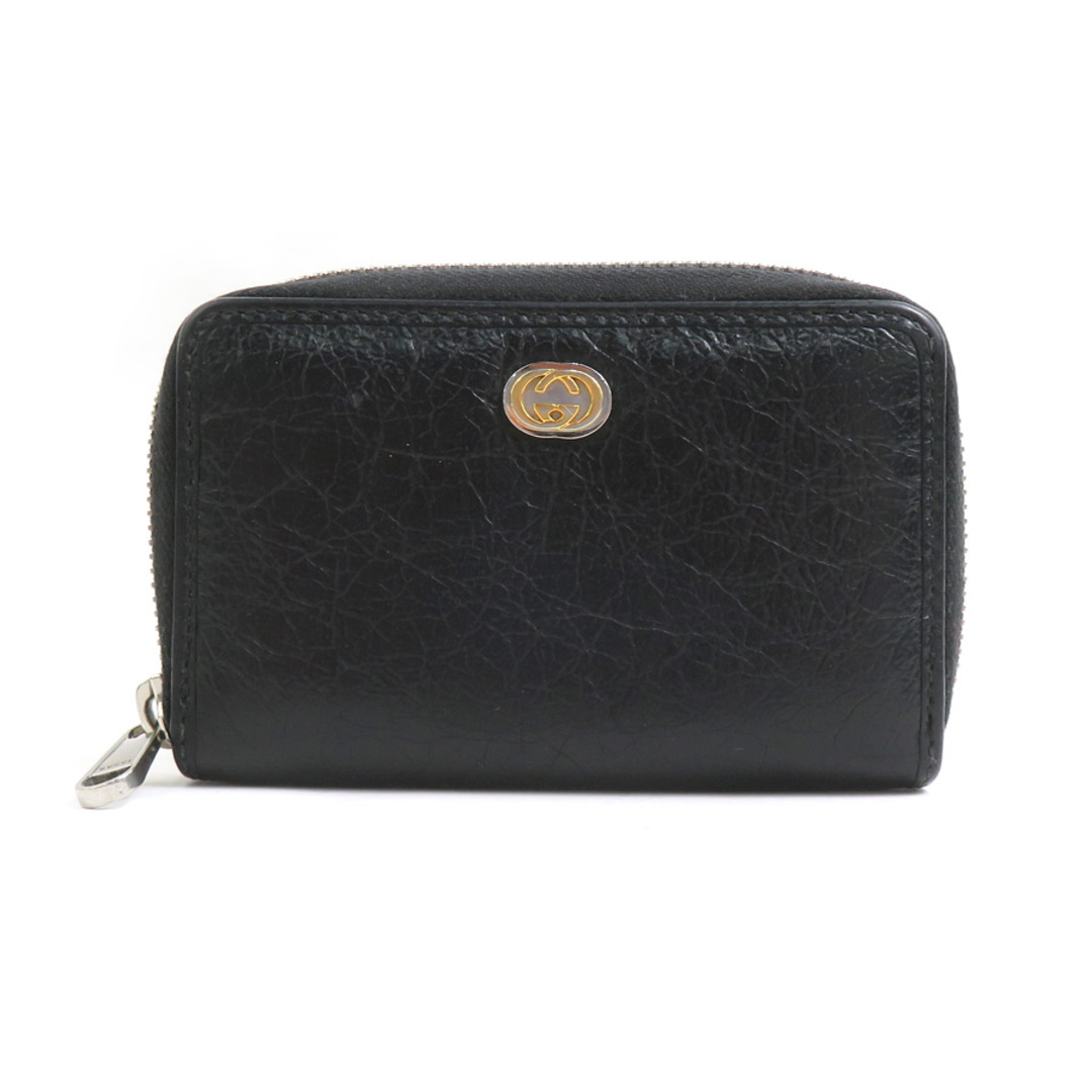 GUCCI - グッチ GUCCI カードケース レザー ブラック シルバー GUCCI - グッチ GUCCI カードケース レザー ブラック シルバー