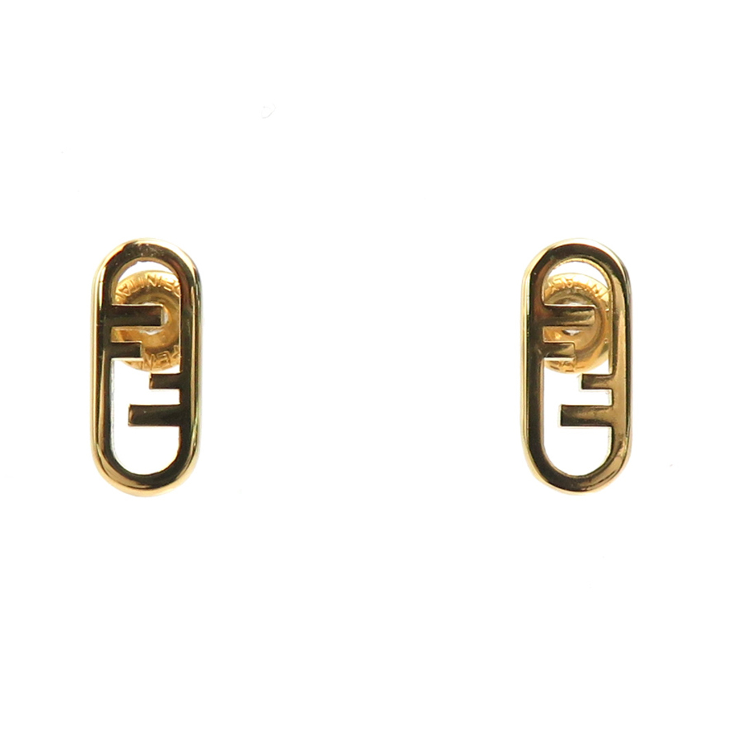 FENDI - フェンディ FENDI ピアス FF ロゴ メタル ゴールド FENDI - フェンディ FENDI ピアス FF ロゴ メタル ゴールド