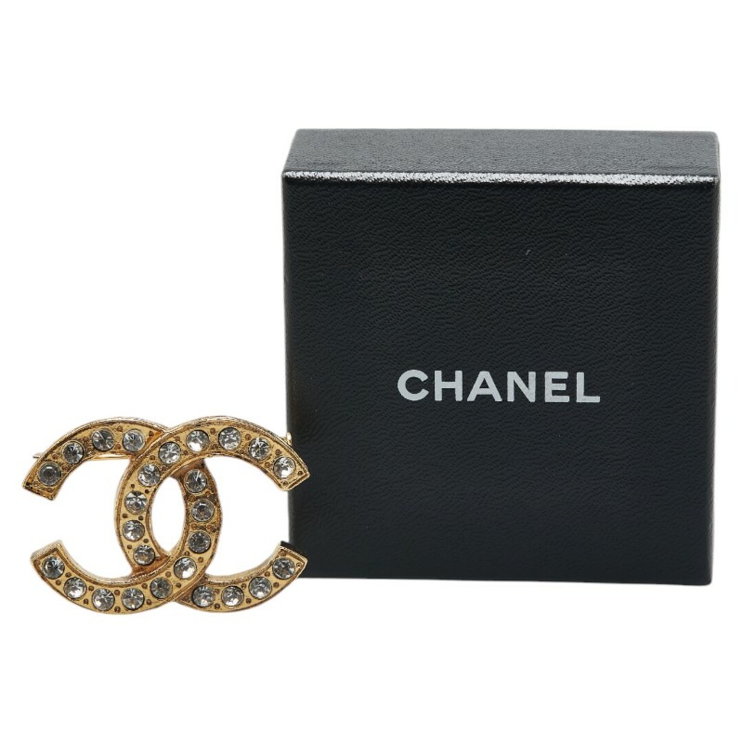 CHANEL - シャネル ココマーク ラインストーン ブローチ メッキ CHANEL - シャネル ココマーク ラインストーン ブローチ メッキ
