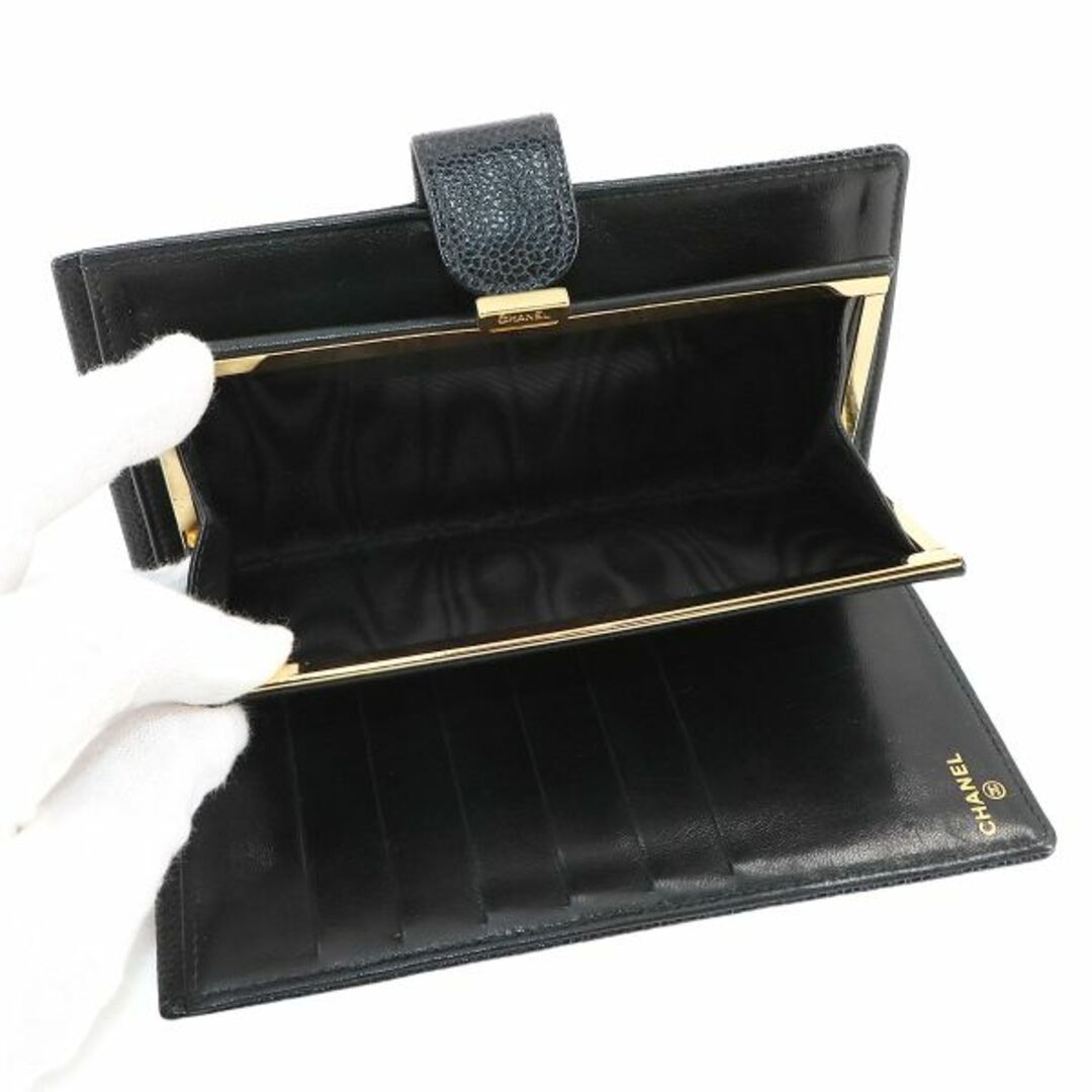 CHANEL - シャネル CHANEL キャビアスキン 二つ折り 長財布 CHANEL - シャネル CHANEL キャビアスキン 二つ折り 長財布
