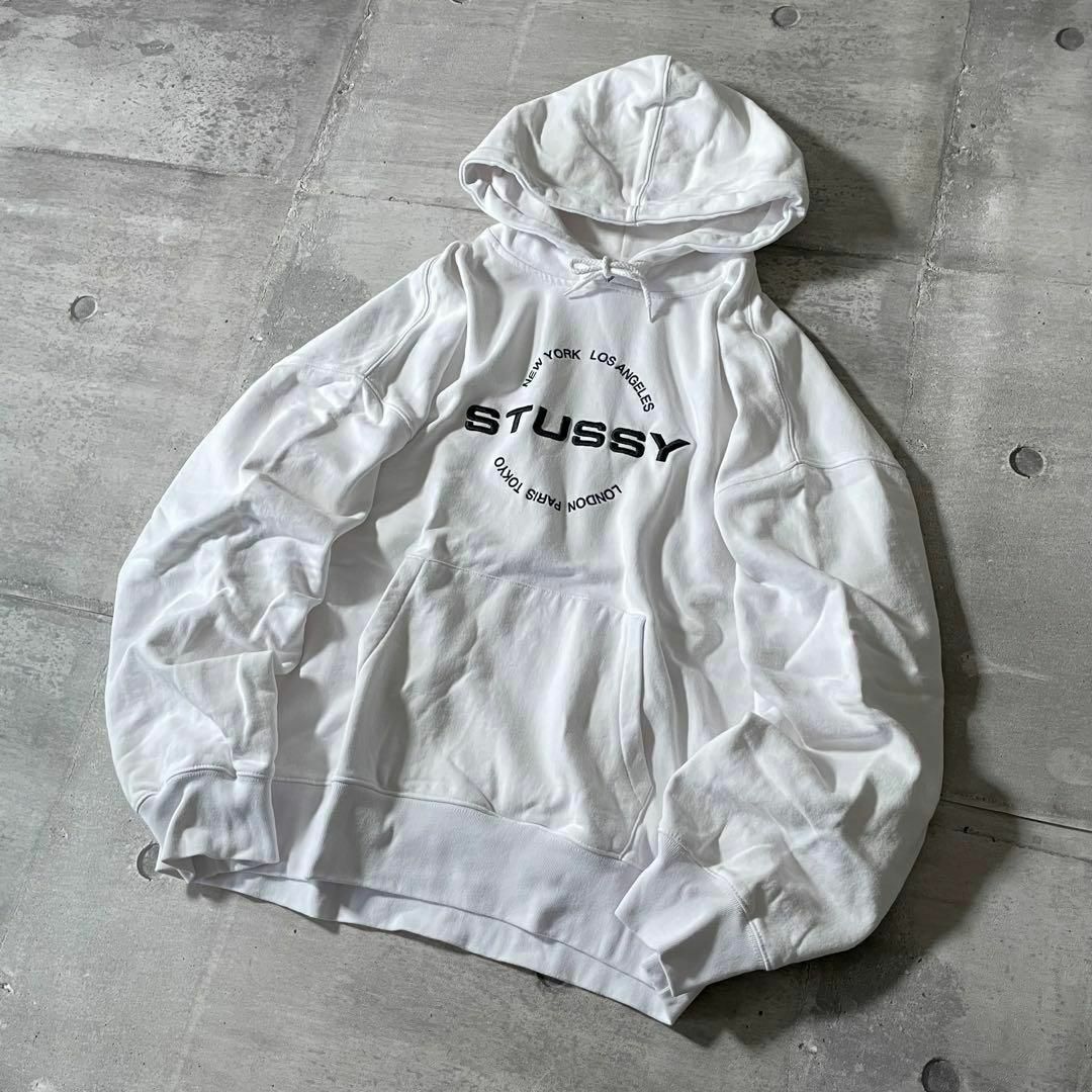 STUSSY - STUSSY スウェット パーカー 刺繍 センターサークル STUSSY - STUSSY スウェット パーカー 刺繍 センターサークル