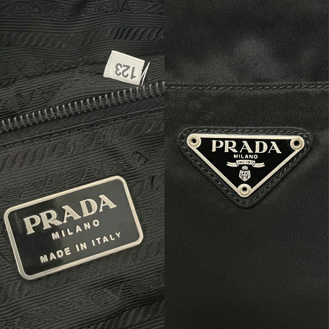 PRADA - プラダ バッグ トート ナイロン プレート ロゴ 黒 PRADA - プラダ バッグ トート ナイロン プレート ロゴ 黒