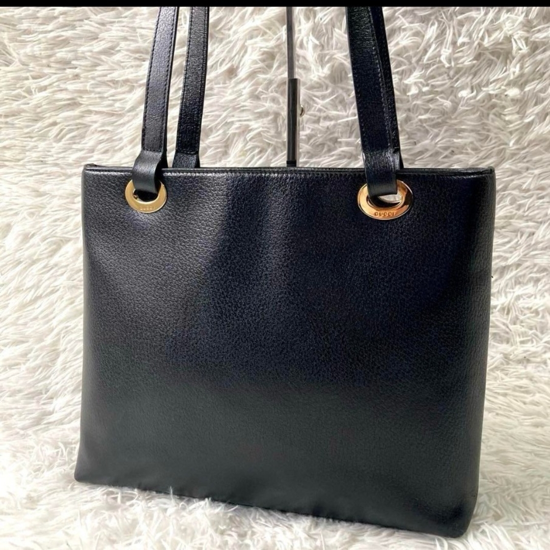 GUCCI - 美品✨GUCCI グッチ トートバッグ レザー ブラック GUCCI - 美品✨GUCCI グッチ トートバッグ レザー ブラック