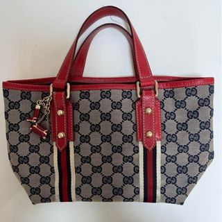 GUCCI - グッチ Gucci キャンバスシェリーライン ミニトート美品 GUCCI - グッチ Gucci キャンバスシェリーライン ミニトート美品