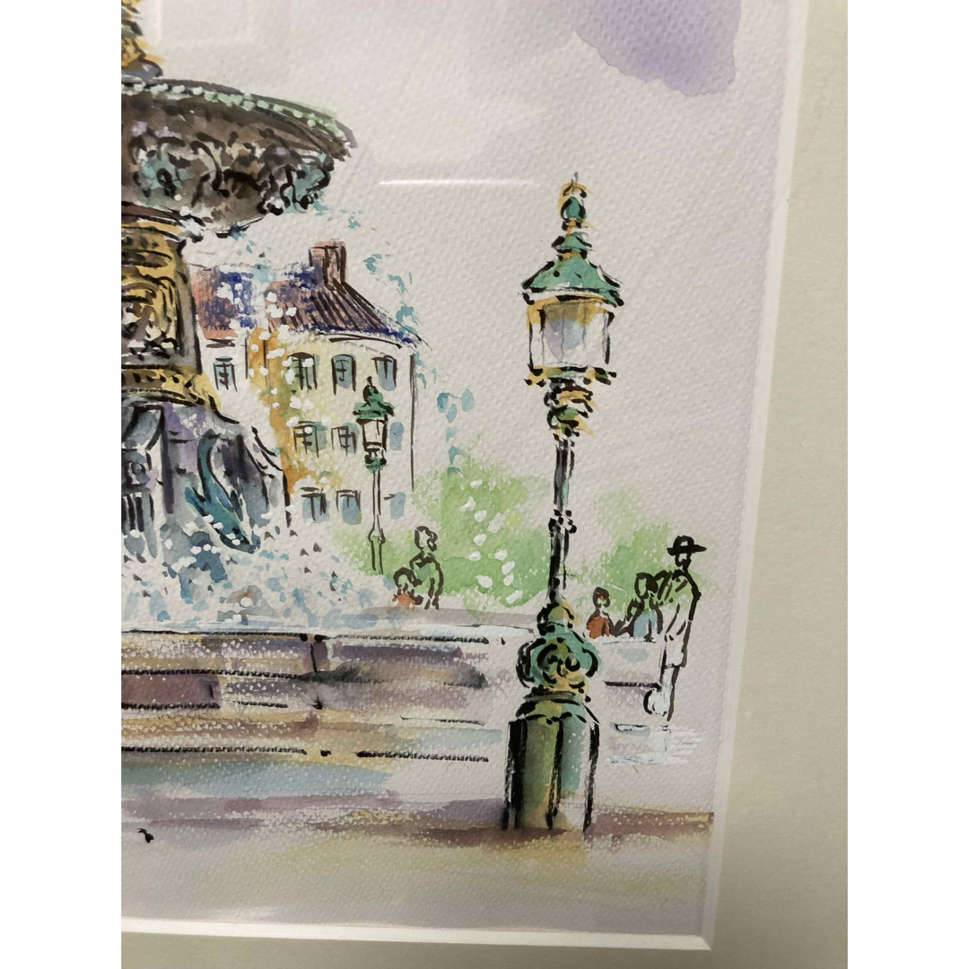ローマの風景(水彩画)額付き ローマの風景(水彩画)額付き