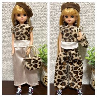 リカチャン(リカちゃん)の043❤️ リカちゃん　豹柄トップス&ワイドパンツセット(人形)