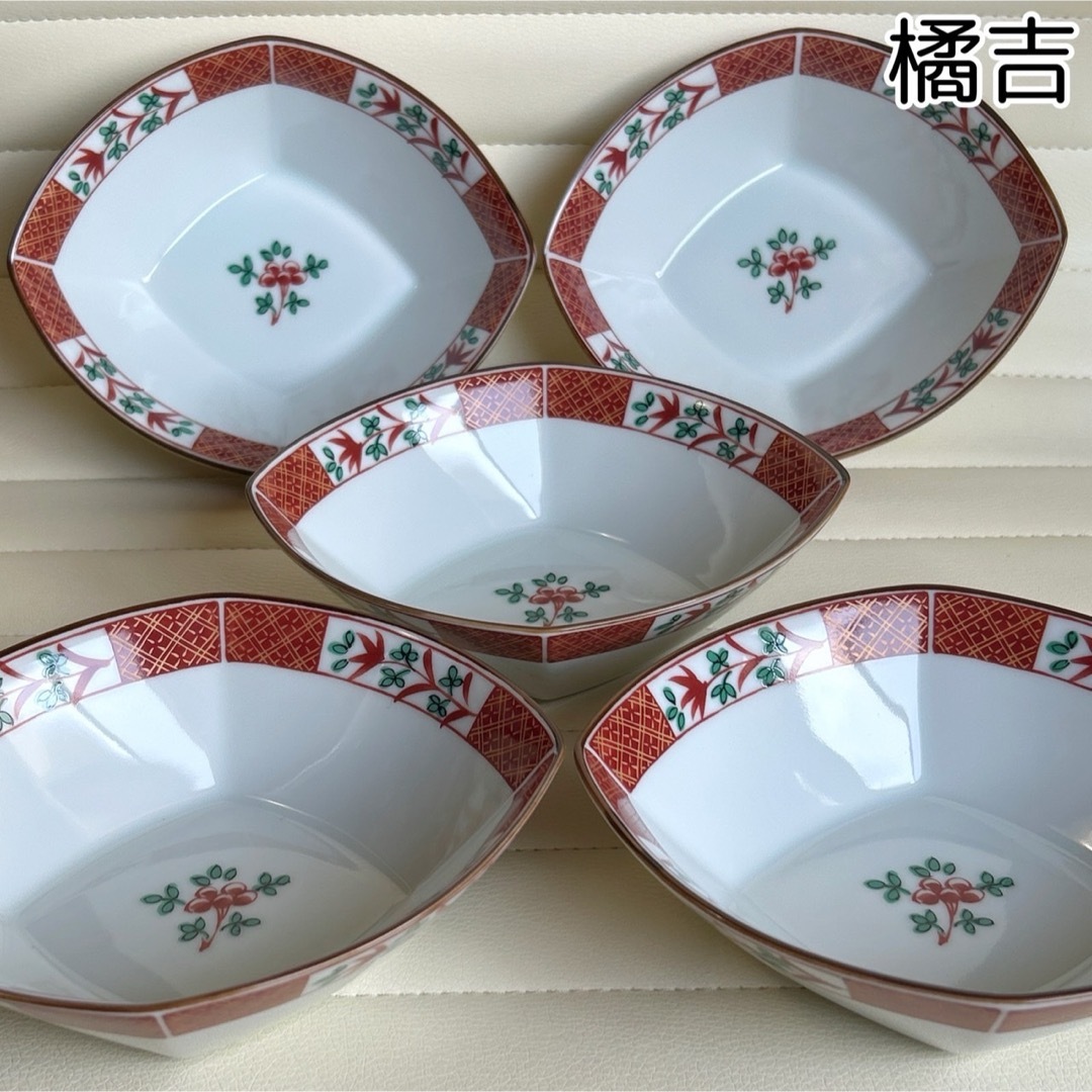 たち吉 - たち吉 赤絵 菱形 中鉢 5枚セット 深皿 変形 小鉢 橘吉 たち吉 - たち吉 赤絵 菱形 中鉢 5枚セット 深皿 変形 小鉢 橘吉