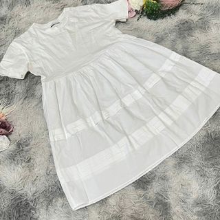 ザラ(ZARA)の【ZARA】フレアワンピース　半袖　ミディ　(M)(ひざ丈ワンピース)