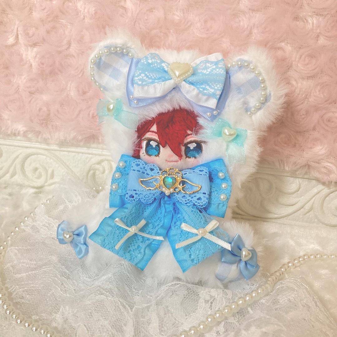 おすわり着ぐるみ 10〜14cm ハンドメイド くま ぬい服 ぬいぐるみ ハンドメイドのぬいぐるみ/人形(ぬいぐるみ)の商品写真