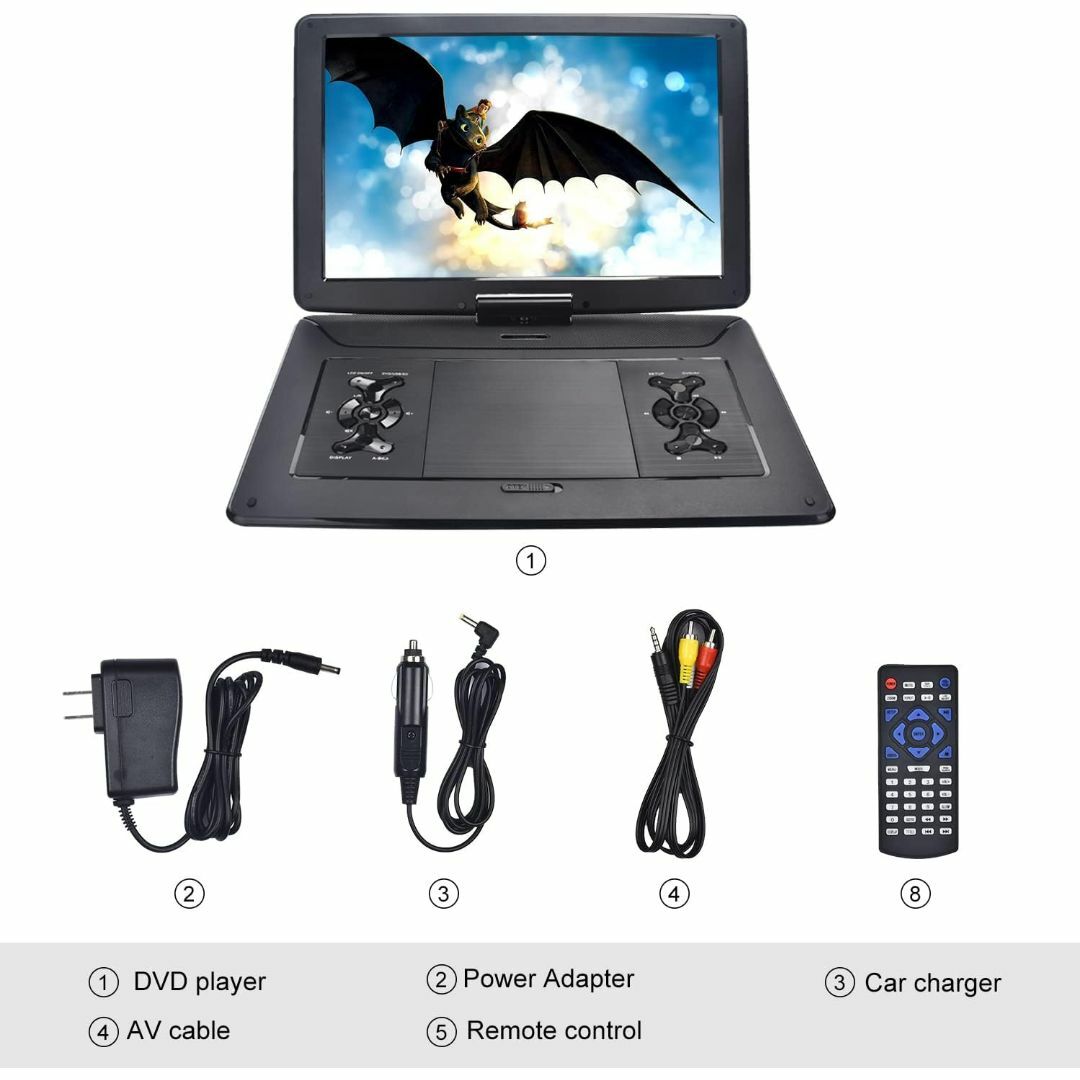 ポータブルDVDプレーヤー 17.9型 液晶15.6インチ超大画面 回転