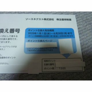 13時迄即日発送 　1500円分　ソースネクスト 株主優待券②(ショッピング)