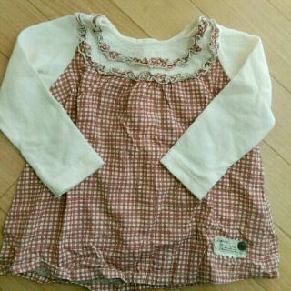 キムラタン(キムラタン)の【nicoさん専用】女の子　90　チェック柄カットソー(Tシャツ/カットソー)