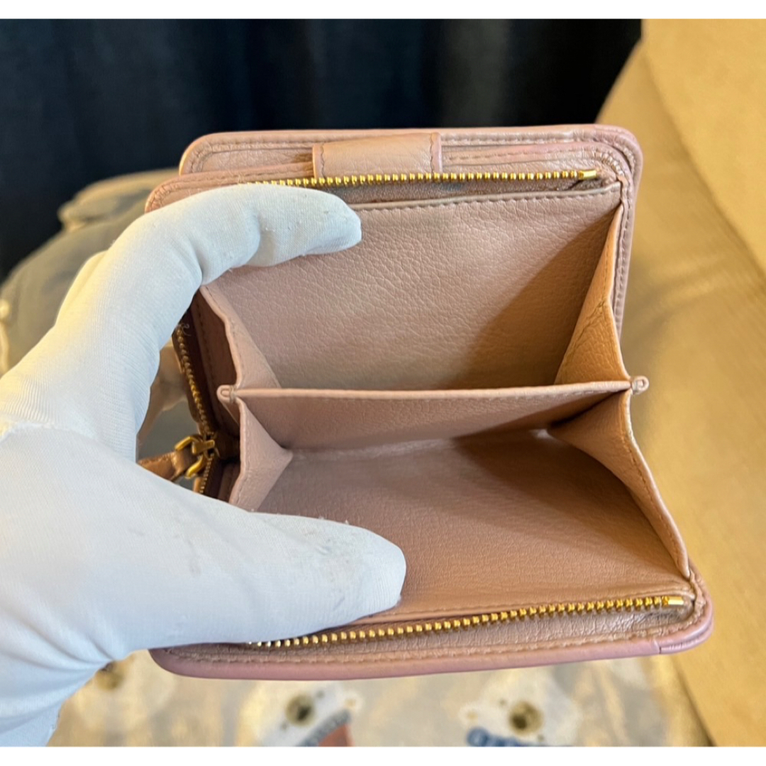 PRADA - 正規品 美品 プラダ 二つ折り財布 ソフトレザー ピンク PRADA - 正規品 美品 プラダ 二つ折り財布 ソフトレザー ピンク
