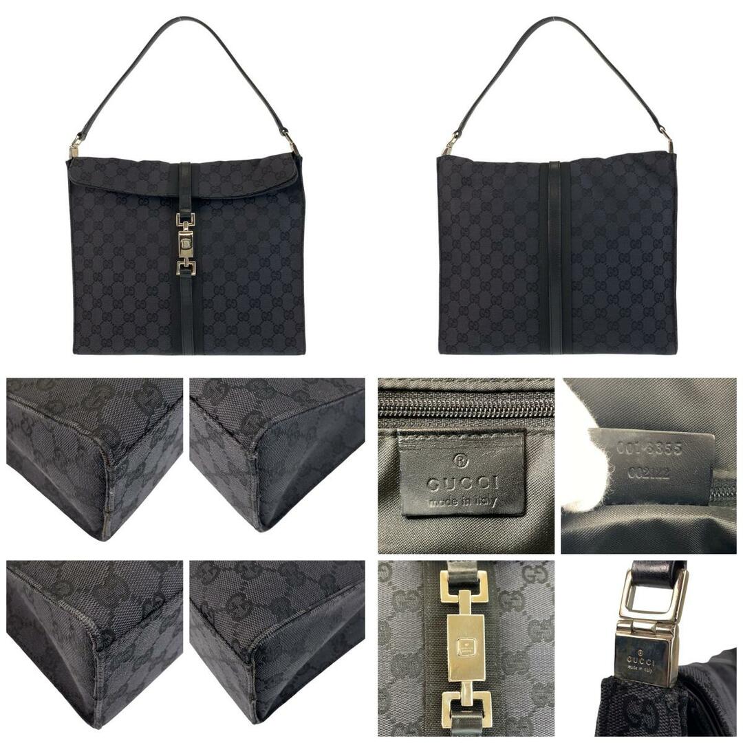 GUCCI ワンショルダーバッグ キャンバス ggレザー ブラック 金具