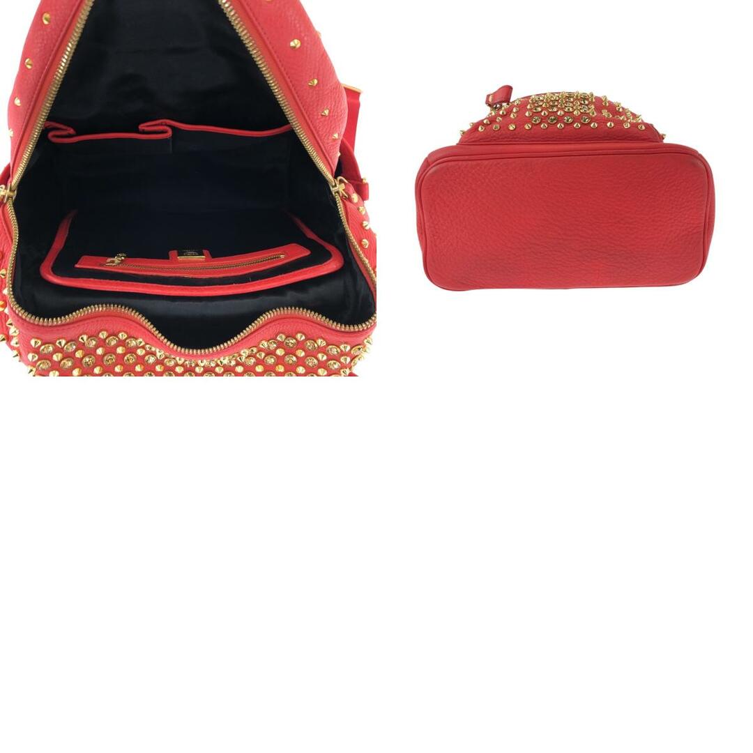 MCM - 美品 MCM エム シー エム スタッズ レッド ゴールド金具 MCM - 美品 MCM エム シー エム スタッズ レッド ゴールド金具