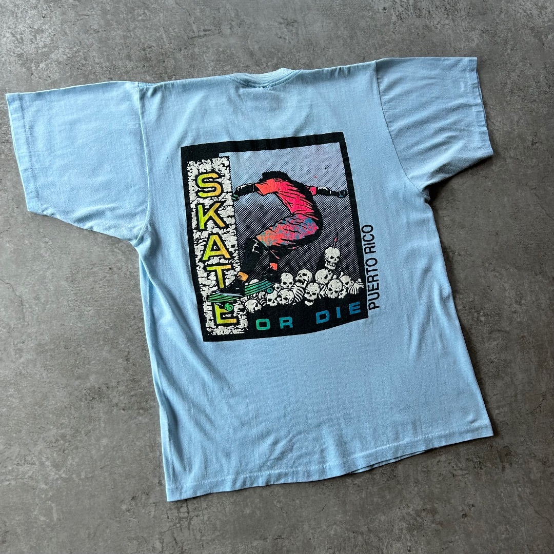 【超特価】 tシャツ オールドスケート 80s90s USA製 L DIE OR SKATE スケートボード