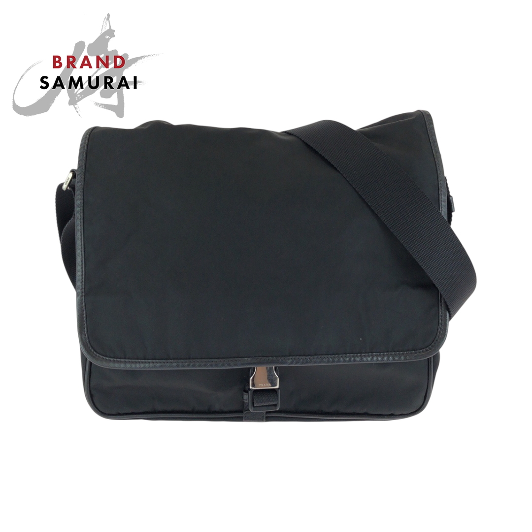PRADA - 美品 PRADA プラダ テスート 三角ロゴプレート ブラック PRADA - 美品 PRADA プラダ テスート 三角ロゴプレート ブラック