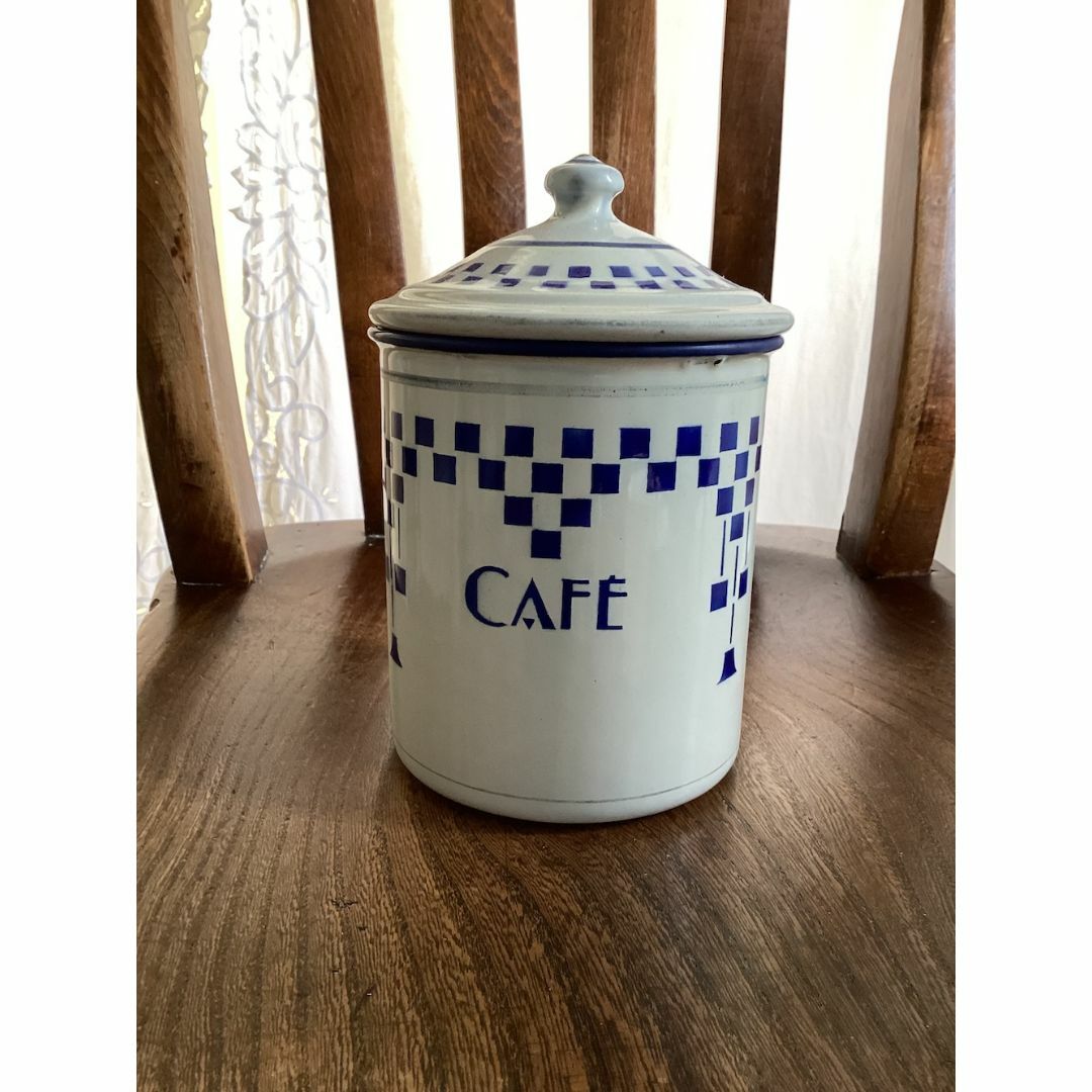 フランス アンティーク ブロカント ホーロー キャニスター  CAFE